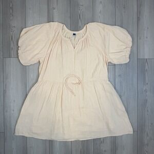 Old Navy 2X Waist-Defined Puff-Sleeve Mini Poet Dress Cooling Oasis Gauzy 820912